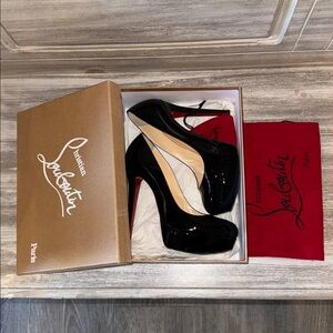 Christian Louboutin Black Patent Heels Bianca 140 size 38